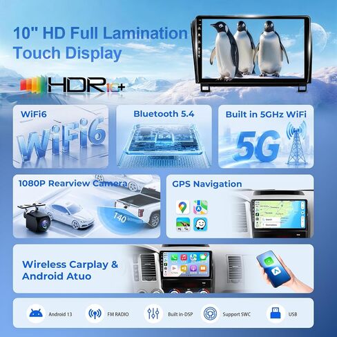 5G-WiFi6 (4Core 64G ROM) Car Radio Stereo for Toyota Tundra 2007-2013,10 inch Touch Screen Head Unit with Wireless Carplay Android Auto GPS Bluetooth SWC FM Mirror Link Backup Camera in Saudi Arabia