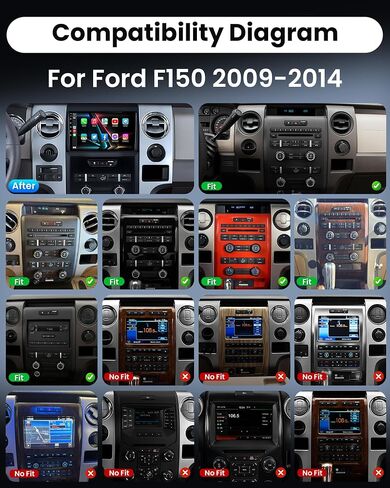 Car Radio for Ford F150 2009-2014: Upgrade 9 inch 1280x800 HD Touchscreen Stereo with Wireless Carplay Android Auto 5G WiFi GPS Navigation Bluetooth FM Mirror Link, Free Backup Camera in Kuwait