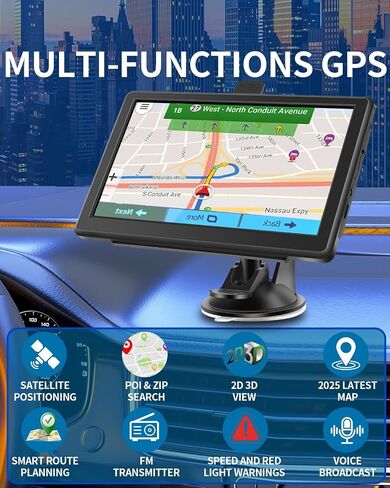GPS Navigator for Car, 7 Inch Touchscreen, Free Lifetime Updates | Car GPS Navigation, 2026 Maps, Turn-by-Turn Voice Guidance, Speed & Red Light Warning, Truck and RV Routing in Saudi Arabia