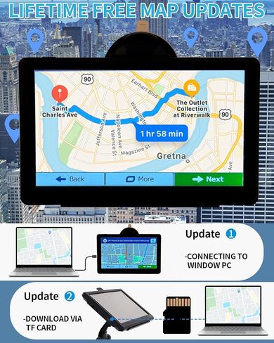 GPS Navigator for Car, 7 Inch Touchscreen, Free Lifetime Updates | Car GPS Navigation, 2026 Maps, Turn-by-Turn Voice Guidance, Speed & Red Light Warning, Truck and RV Routing in Saudi Arabia