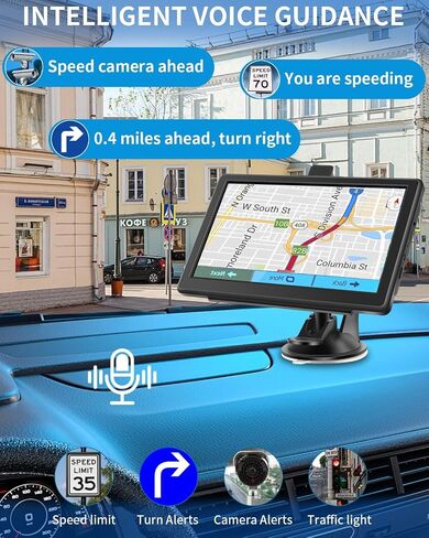 GPS Navigator for Car, 7 Inch Touchscreen, Free Lifetime Updates | Car GPS Navigation, 2026 Maps, Turn-by-Turn Voice Guidance, Speed & Red Light Warning, Truck and RV Routing in Saudi Arabia