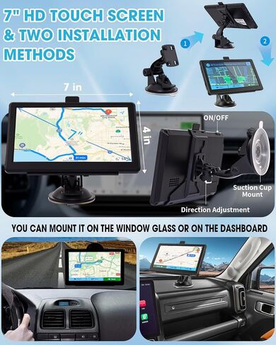 GPS Navigator for Car, 7 Inch Touchscreen, Free Lifetime Updates | Car GPS Navigation, 2026 Maps, Turn-by-Turn Voice Guidance, Speed & Red Light Warning, Truck and RV Routing in Saudi Arabia