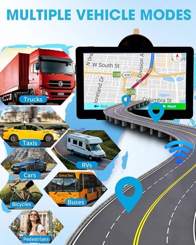 GPS Navigator for Car, 7 Inch Touchscreen, Free Lifetime Updates | Car GPS Navigation, 2026 Maps, Turn-by-Turn Voice Guidance, Speed & Red Light Warning, Truck and RV Routing in Saudi Arabia