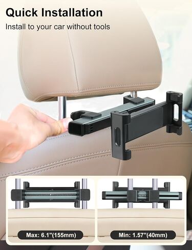 حامل تابلت YUGUANG للسيارة، ذراع تمديد مثلث مضاد للاهتزاز يدور 360 درجة لرحلة الطريق وأساسيات المقعد الخلفي ومسند الرأس للكمبيوتر اللوحي متوافق مع أجهزة iPad Pro وAir وMini و4.7-11 بوصة in Kuwait