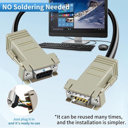 12 قطعة للمحول التسلسلي D-SUB إلى RJ45 D-SUB إلى المحول المعياري RJ45 | ذكر إلى أنثى، أنثى إلى أنثى، 9 دبوس RS232 إلى محول إيثرنت، 9 دبوس LAN موسع، RS232 إلى محول وحدات إيثرنت in Kuwait