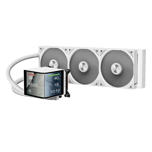 TRYX Panorama 360mm AIO White Curved Screen GIPHY Built-in Asetek 320w TDP | Asetek 8th Gen V2, ROTA SL ARGB Pogo-Pin Fan, 6.67'' AMOLED, 2K 60Hz, KANALI Customizability, Intel LGA 1851/1700 AMD AM5/AM4 in Kuwait