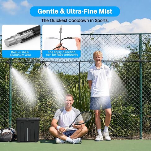Ausic Portable Misting System, Outdoor Water Misters for Outside Patio Umbrella Cooling with Rechargeable Water Pump (Consecutive 8Hrs), 9L Bucket, 26FT Hose, for Tailgating, Camping, Canopy, Sport in Saudi Arabia