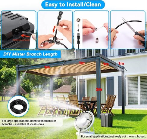 Ausic Portable Misting System, Outdoor Water Misters for Outside Patio Umbrella Cooling with Rechargeable Water Pump (Consecutive 8Hrs), 9L Bucket, 26FT Hose, for Tailgating, Camping, Canopy, Sport in Saudi Arabia
