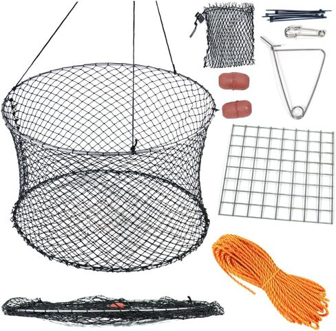 Drasry Crab Ring Trap Two Ring Crab Kit مع تسخير ومشبك الطعم لصيد الأسماك Crabbing Net لقاعدة قوارب الكاياك وشبكة الرصيف in Kuwait