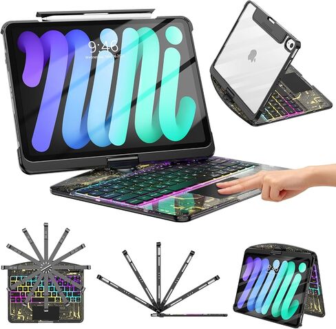TSQQST Clear Wireless Keyboard Case for iPad Pro 13 Inch M5/M4 2025/2024 | with Pencil Holder, Multi-Touch Trackpad, Visible PCB High-Tech Style, 3-Brightness, 7-Color Backlight, 360 Rotatable, Black in Saudi Arabia