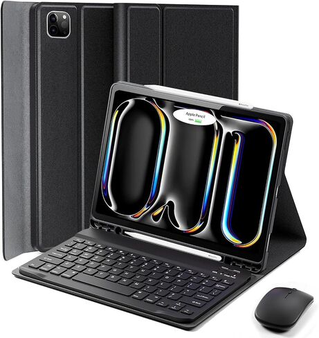 TUNKARMOR Keyboard Case for iPad Pro 13 (M5 2025) / iPad Pro 13 (M4 2024) 13 inch - with Mouse and Detachable Keyboard, Slim Case with Pen Holder - Pink in Saudi Arabia