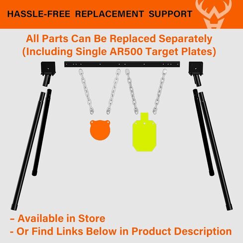 نظام أهداف فولاذية من Highwild AR500 بسمك 3/8 بوصة، أهداف إطلاق نار فولاذية كاملة مع حامل، 6 بوصات إطلاق نار + جذع 7 بوصة × 12 بوصة مع حامل واحد ومجموعتي تركيب للنطاق الخارجي وممارسة الرماية in Kuwait