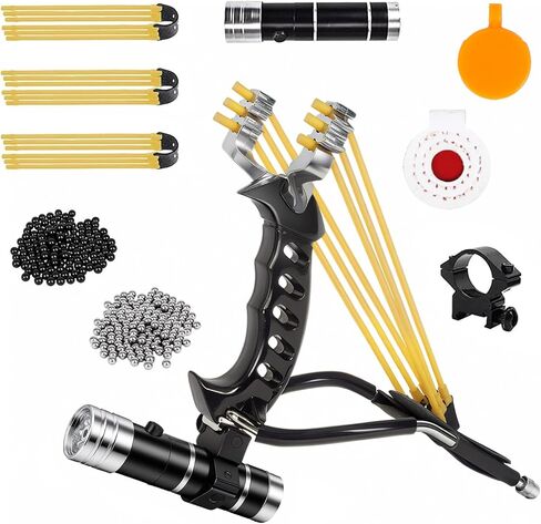 Slingshot, Professional Hunting Slingshot Set, Adjustable Wrist Slingshots for Adults with 100 Ammo Balls and 3 Rubber Bands in Saudi Arabia