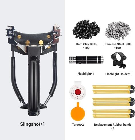 Slingshot, Professional Hunting Slingshot Set, Adjustable Wrist Slingshots for Adults with 100 Ammo Balls and 3 Rubber Bands in Saudi Arabia