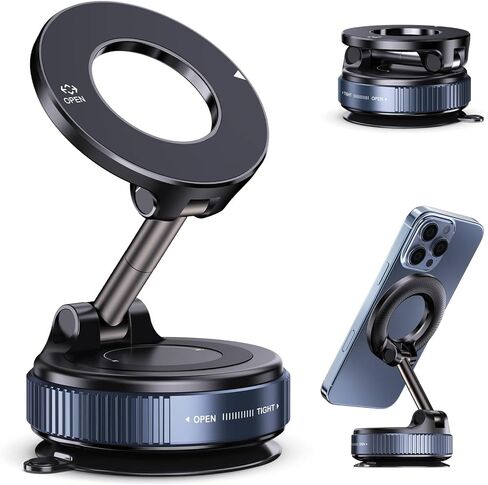 Jikasho Magnetic Phone Holder for Car, Suction Cup Phone Mount for Magsafe | 360° Adjustable Vacuum Car Phone Mount, Hands-Free Phone Holders for Your Car for iPhone 17 Pro Max 16 15 14 13 12 Air Plus in Saudi Arabia