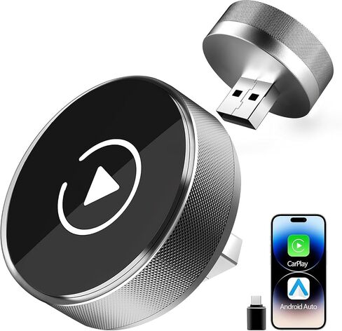 2026 Car Play Wireless Adapter for Apple iPhone＆ Android Auto 2-in-1 | 5S Auto Connect, No Lag & Stable Wire to Wireless, 1.18" Ultra Compact, USB-A/USB-C, iOS 10+ & Android 11+, Aluminum Housing in Saudi Arabia