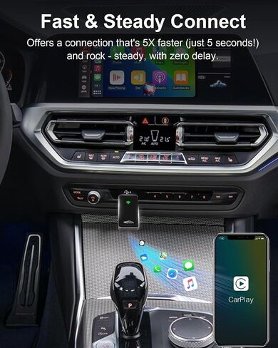 Wireless CarPlay Adapter for iPhone, Zinc Alloy & Tempered Glass Edition - Reliable 5.8GHz Wireless Dongle for Factory Wired CarPlay Cars, Instant Connection, No Overheating, Plug & Play in Saudi Arabia