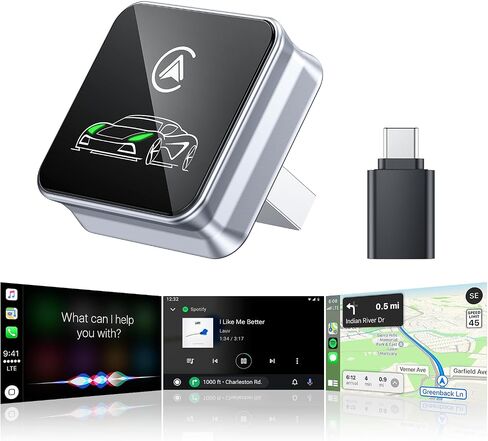 محول Houflody CarPlay اللاسلكي لهواتف iPhone Apple (أحدث شريحة مطورة) | قم بتحويل CarPlay السلكي من المصنع إلى لاسلكي مع زمن وصول ثابت ومنخفض وإعادة الاتصال التلقائي وتصميم صغير للغاية وميزة التوصيل والتشغيل in Kuwait
