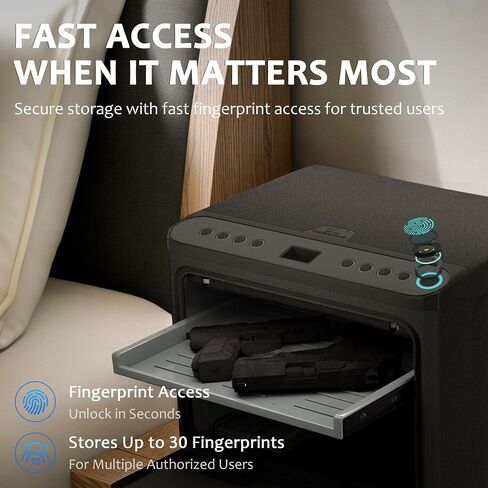 TIGERKING Smart Handgun Safe, Fingerprint Access, Multiple Pistol Storage | High Capacity Storage, WiFi & Bluetooth Control, Modular Interior Design, Twin Pistol Rack, Bedroom & Home Office Storage in Saudi Arabia