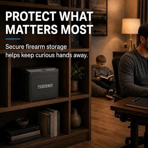 TIGERKING Smart Handgun Safe, Fingerprint Access, Multiple Pistol Storage | High Capacity Storage, WiFi & Bluetooth Control, Modular Interior Design, Twin Pistol Rack, Bedroom & Home Office Storage in Saudi Arabia