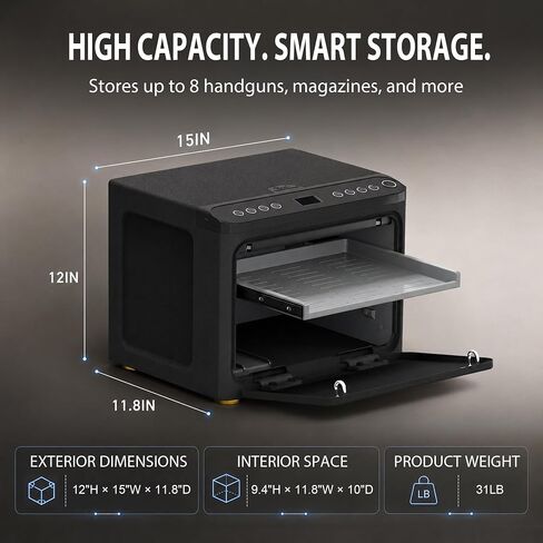 TIGERKING Smart Handgun Safe, Fingerprint Access, Multiple Pistol Storage | High Capacity Storage, WiFi & Bluetooth Control, Modular Interior Design, Twin Pistol Rack, Bedroom & Home Office Storage in Saudi Arabia
