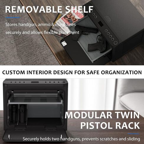 TIGERKING Smart Handgun Safe, Fingerprint Access, Multiple Pistol Storage | High Capacity Storage, WiFi & Bluetooth Control, Modular Interior Design, Twin Pistol Rack, Bedroom & Home Office Storage in Saudi Arabia