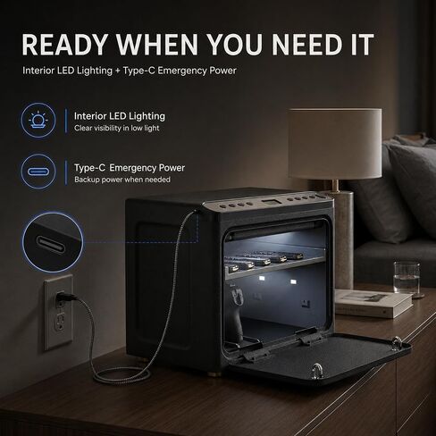 TIGERKING Smart Handgun Safe, Fingerprint Access, Multiple Pistol Storage | High Capacity Storage, WiFi & Bluetooth Control, Modular Interior Design, Twin Pistol Rack, Bedroom & Home Office Storage in Saudi Arabia