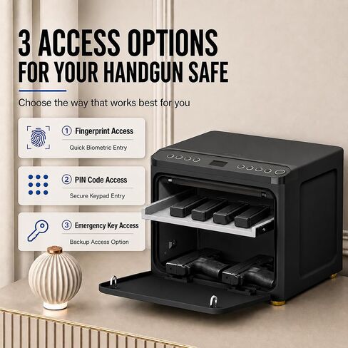 TIGERKING Smart Handgun Safe, Fingerprint Access, Multiple Pistol Storage | High Capacity Storage, WiFi & Bluetooth Control, Modular Interior Design, Twin Pistol Rack, Bedroom & Home Office Storage in Saudi Arabia