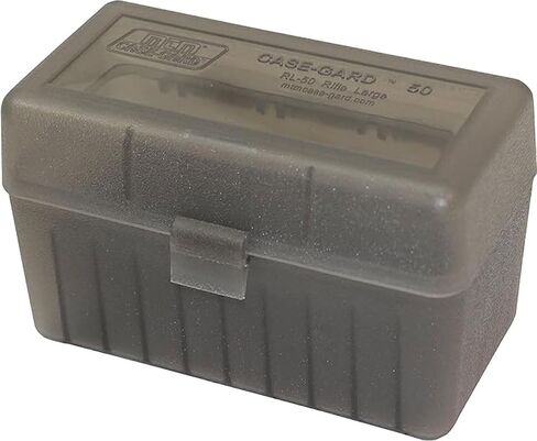MTM Case-Gard RL-50-41 صندوق ذخيرة بندقية، 50 جولة، يناسب 240 Wby 270 Win 280 Rem 30-06 7x57، صناعة أمريكية، دخان شفاف in Kuwait