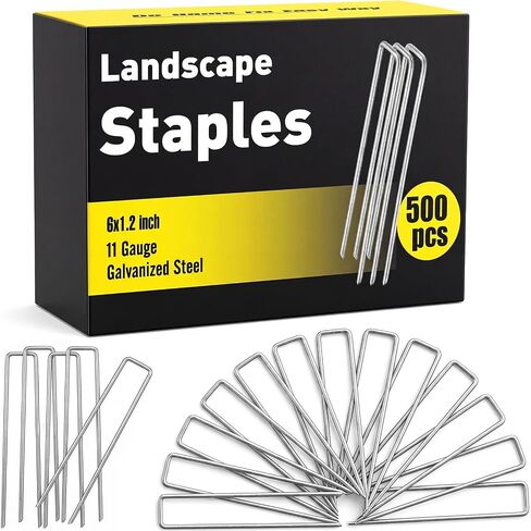 HongWay 240 Pack Landscape Staples 6 Inch, Galvanized Garden Stakes | 11 Gauge Heavy Duty U Pins Tent Stakes Ground Staples for Landscaping Fabric, Yard, Lawn, Sod, Turf, Outdoor Decorations in Saudi Arabia