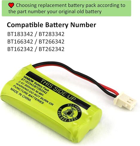 BT162342 BT262342 BT183342 BT283342 2.4V 800mah Cordless Phone Batteries Compatible with VTech CS6114 CS6419 CS6719 AT&T EL5210 EL52300 EL52400 CL81101 CL80111 Handset Telephone (Pack 3) in Saudi Arabia