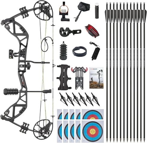 TOPARCHERY Compound Bow and Arrow for Adult Youth and Beginner- Right Hand Archery Compound Bows,Adjustable 30-70LB Draw Weight, 23.5-30.5IN Draw Length, Archery Hunting Bow Set in Saudi Arabia