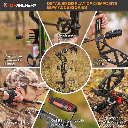 TOPARCHERY Compound Bow and Arrow for Adult Youth and Beginner- Right Hand Archery Compound Bows,Adjustable 30-70LB Draw Weight, 23.5-30.5IN Draw Length, Archery Hunting Bow Set in Saudi Arabia