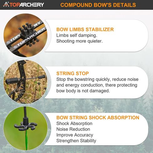 TOPARCHERY Compound Bow and Arrow for Adult Youth and Beginner- Right Hand Archery Compound Bows,Adjustable 30-70LB Draw Weight, 23.5-30.5IN Draw Length, Archery Hunting Bow Set in Saudi Arabia