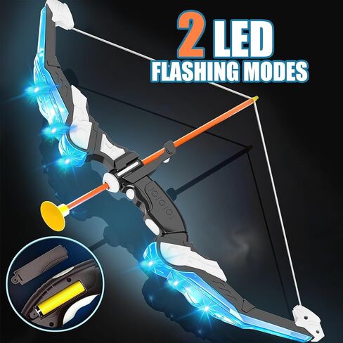 Doloowee Kids Bow and Arrow Set,Archery Toy Set with Light-up LED,10 Suction Cup Arrows,Foam Dart Shooting Toy,Target and Quiver,Indoor & Outdoor Toys Gifts for 3 4 5 6 7 8-12 Years Old Boys Girl in Kuwait
