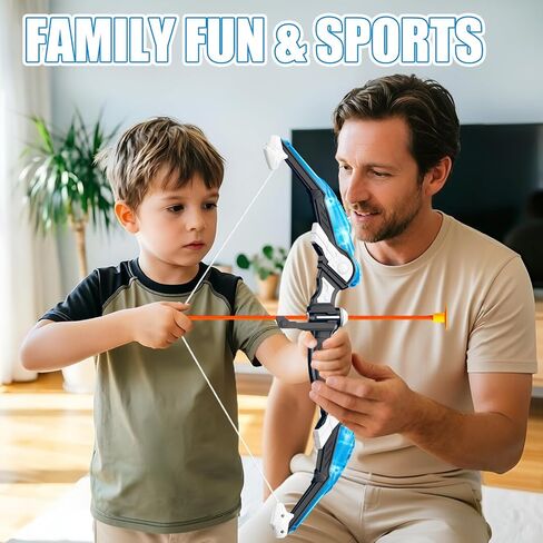 Doloowee Kids Bow and Arrow Set,Archery Toy Set with Light-up LED,10 Suction Cup Arrows,Foam Dart Shooting Toy,Target and Quiver,Indoor & Outdoor Toys Gifts for 3 4 5 6 7 8-12 Years Old Boys Girl in Kuwait