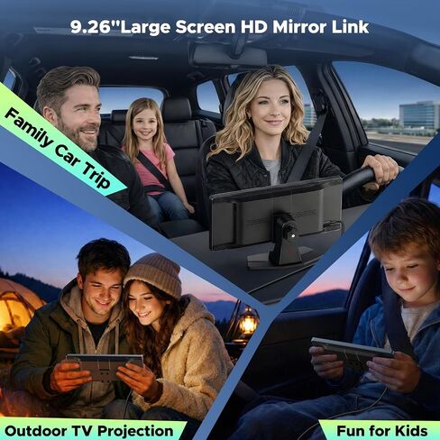 LAMTTO 9.26" Wireless CarPlay Screen for Car, Waterproof Backup Camera | Family Road Trip, 1600x600 HD IPS, Mirror Link, GPS Navigation, Voice Control, Plug & Play, OTA, CarPlay & Android Auto in Saudi Arabia