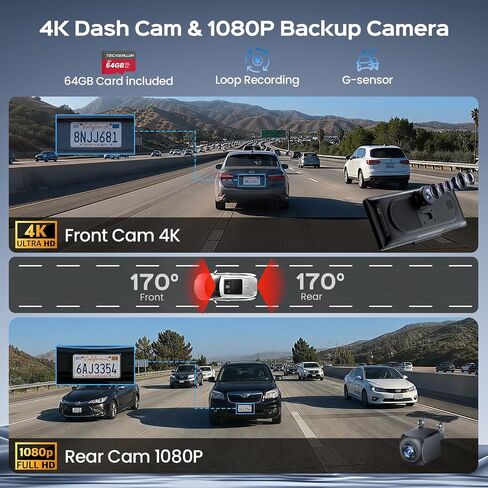 TECXERLLON 10.26" Portable Apple CarPlay Screen for Car, Wireless Car Play & Android Auto, 4K Dash Cam and 1080P Backup Camera, OTA, GPS Navigation, Voice Control, Mirror Link in Saudi Arabia
