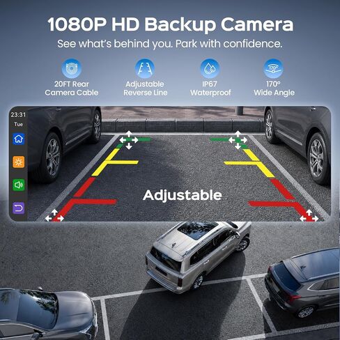 TECXERLLON 10.26" Portable Apple CarPlay Screen for Car, Wireless Car Play & Android Auto, 4K Dash Cam and 1080P Backup Camera, OTA, GPS Navigation, Voice Control, Mirror Link in Saudi Arabia