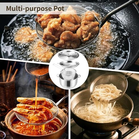 5L/5Qt Deep Fryer Pot with Basket,Stainless Steel Multi-Functional Oil Filter Stove Top Deep Frying Pot with Basket and Lid & Splatter,Multiuse Cookware Guard for Frying,Boiling,Stewing,Home Use in Kuwait