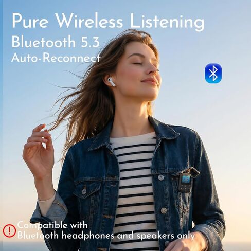 مشغل MP3 RUIZU بسعة 64 جيجابايت مزود بتقنية Bluetooth 5.3 لإعادة الاتصال التلقائي، ويزن 1 أونصة | مشغل موسيقى محمول للجري الرياضي، زر مادي، راديو FM، مسجل صوت، شاشة 1.5 بوصة، يدعم بطاقة microSD سعة 128 جيجابايت in Kuwait