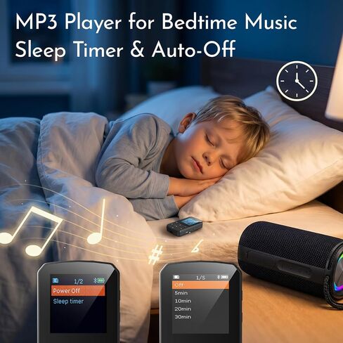مشغل MP3 RUIZU بسعة 64 جيجابايت مزود بتقنية Bluetooth 5.3 لإعادة الاتصال التلقائي، ويزن 1 أونصة | مشغل موسيقى محمول للجري الرياضي، زر مادي، راديو FM، مسجل صوت، شاشة 1.5 بوصة، يدعم بطاقة microSD سعة 128 جيجابايت in Kuwait