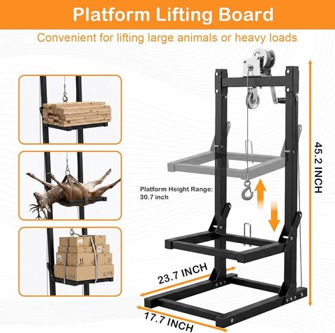 Hitch-Mounted Deer Hoist with Platform – 500 lbs Load Capacity, 2-Inch Receiver, Winch Lift Game Carrier for Trucks, Pickups & SUVs, Ideal for Safely Loading Large Game Animals in Saudi Arabia