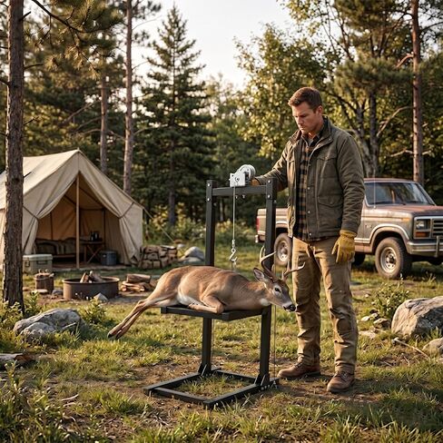 Hitch-Mounted Deer Hoist with Platform – 500 lbs Load Capacity, 2-Inch Receiver, Winch Lift Game Carrier for Trucks, Pickups & SUVs, Ideal for Safely Loading Large Game Animals in Saudi Arabia