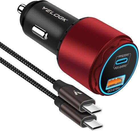 Super Fast Type C Car Charger [63W Turbo], 45W PPS/PD 3.0 USB C Car Adapter | Fast Adaptive Car Charger [Super Fast Charging 2.0],for Samsung S26 Ultra/S25 Ultra/S24 Ultra/S23 Ultra/S22+,iPad Pro,MacBook in Kuwait