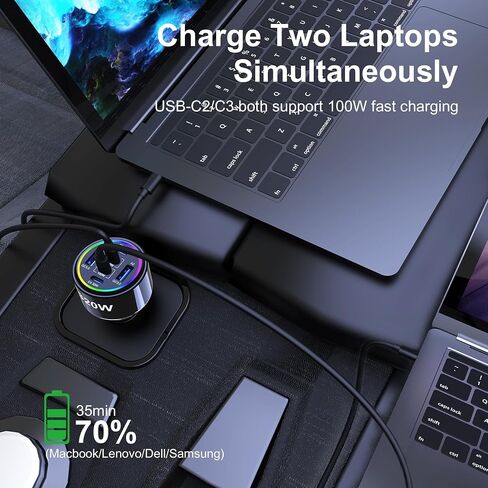 320W USB C Car Charger, 6 Ports Type C Car Charger | PD3.0/QC4.0/PPS Super Fast Charging for iPhone 17/16/15 Series, Galaxy S25/S24/23, iPad, MacBook Pro/Air, Laptop (Black) in Saudi Arabia