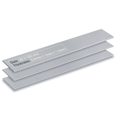 Aairhut 3 Pack 13 W/m.K Thermal Pads, 120 x 20 mm x [0.5 mm + 1 mm + 1.5 mm] Highly Efficient Thermal Conductivity Silicone Cooling Pads for Laptop Heatsink CPU GPU SSD IC LED Cooler in Saudi Arabia
