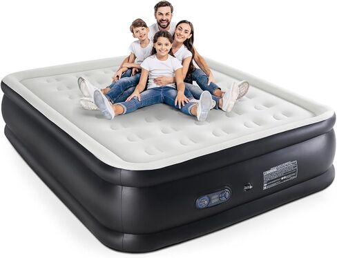 DUMOS Twin Air Mattress with Built-in Pump, Blow Up Mattress | 16 Inch Double Height Airbed, Non-Slip Bottom, 660 lbs, Inflatable, Home, Camping in Kuwait