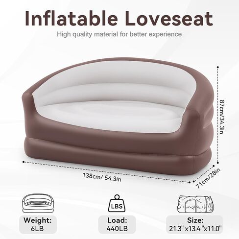 Twin Size Inflatable Sofa，Double Inflatable Chair for Adults-Flodable Blow Up Couch Lounger-Portable Air Sofa for Indoor Living/Tent Camping/Outdoor Activities in Saudi Arabia