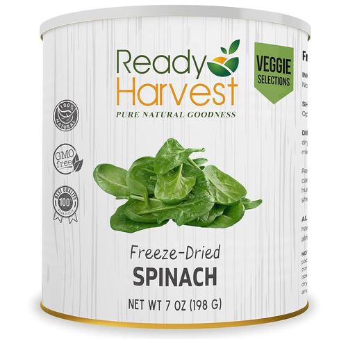 Ready Harvest Freeze Dried Food - Spinach | Emergency Vegetables | Camping Essentials | #10 Can | 25-Year Shelf Life | Cans Filled to the Top in Saudi Arabia